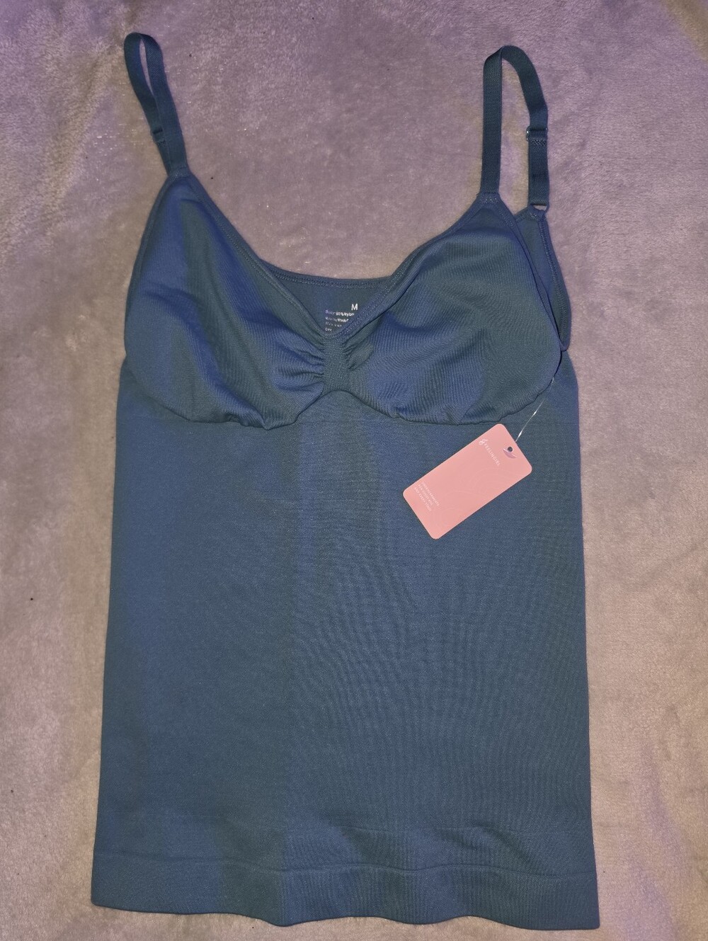 FeelinGirl Seamless Tummy Control Shaping Tank Cami Top - Blue, Size M
